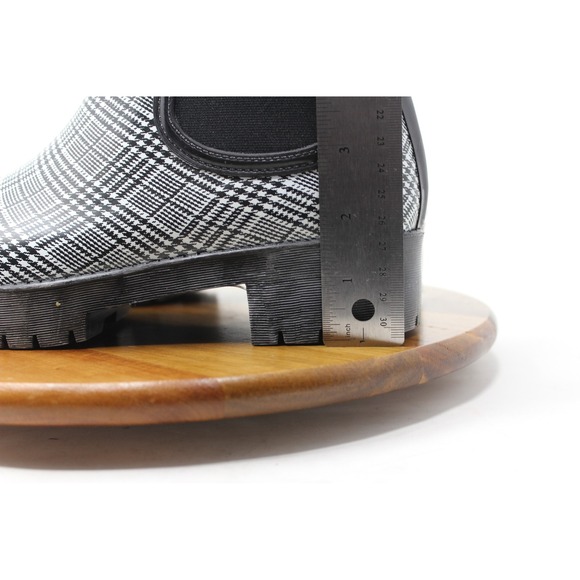 Jeffrey Campbell Cloudy-V Black White Plaid Platform Chelsea Boots 9M - Picture 8 of 12